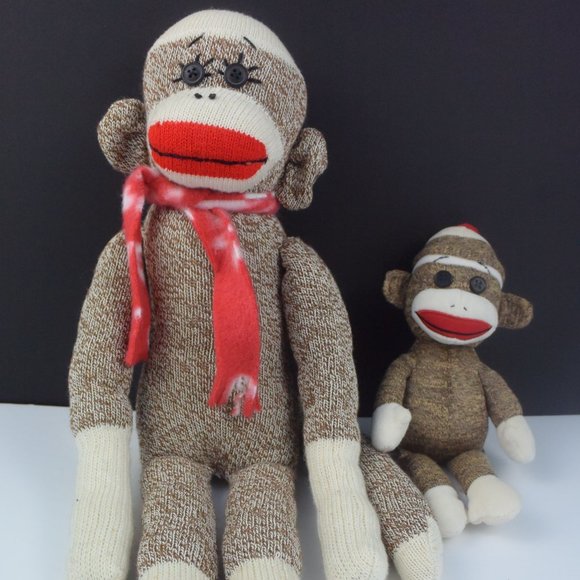 Vintage Handmade Sock Monkey & Ty Beanie "Socks" the Monkey - Picture 1 of 10